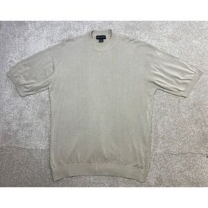 Baracuta Mens Tan Short Sleeve Knit Sweater XLT Silk Cotton‎ Blend